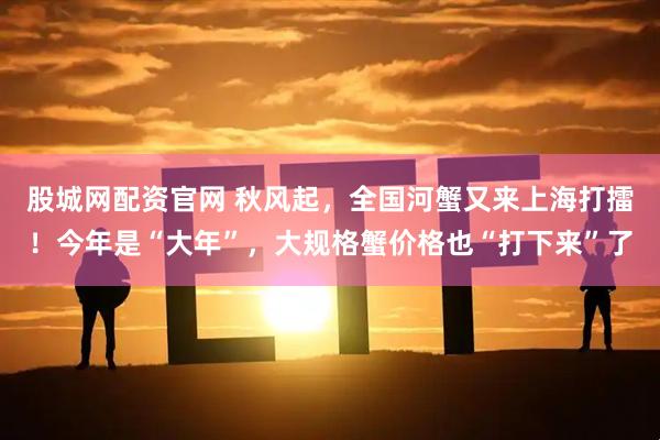 股城网配资官网 秋风起，全国河蟹又来上海打擂！今年是“大年”，大规格蟹价格也“打下来”了